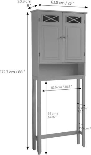 Miniatura 3 de Teamson Home Dawson - Armario de madera contemporáneo con dos puertas, color gris