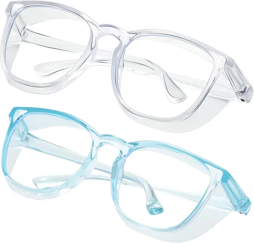 Miniatura 11 de Gafas de seguridad para enfermeras, gafas protectoras – Antivaho marco cuadrado elegante gafas transparentes para mujeres y hombres C16-negro Gery