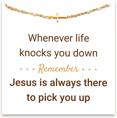 Miniatura 19 de STORYJEWELLERY Regalos religiosos y cristianos para mujeres, brazaletes con cruz, para bautismo, confirmación y Pascua, regalos para dar aliento a