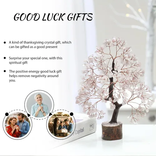 Miniatura 6 de PYOR Árbol de Gemas de Cuarzo Rosa, Árbol de Cristales, Decoración de Reiki, Regalos de Cristal para Mujeres, Cristales de Cuarzo Rosa, Feng Shui