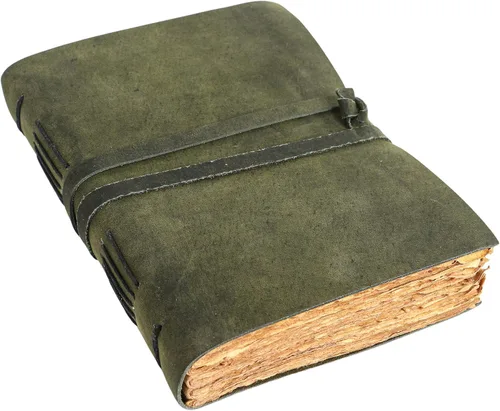 Miniatura 11 de KomalC Diario de cuero vintage para mujeres y hombres, 8 x 6 pulgadas, antiguo hecho a mano, con borde de cubierta vintage, cuaderno de bocetos