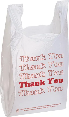 SSWBasics Bolsas Blancas de Agradecimiento Paquete de 100 - 11 ½" x 6" x 21" - Grosor .48mil HDPE - Tamaño Estándar de Supermercado, Perfecto para