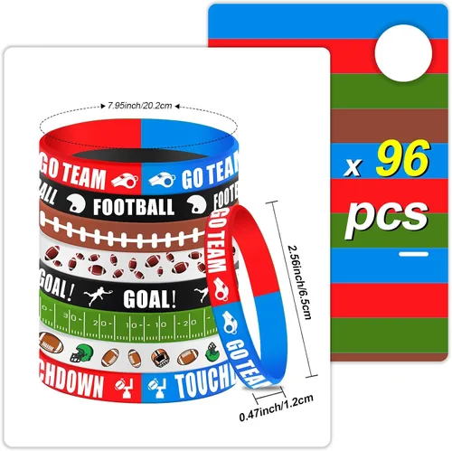 Miniatura 2 de Karenhi 96 pulseras de silicona para fiestas de fútbol, pulseras de goma a granel, accesorios de fútbol para decoración de fiesta de cumpleaños