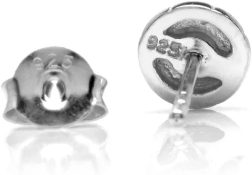 Miniatura 3 de Silvershake Pendientes de tuerca de plata de ley 925 con forma redonda natural extra pequeña de 0.118 in, Plata de ley, Piedra de luna