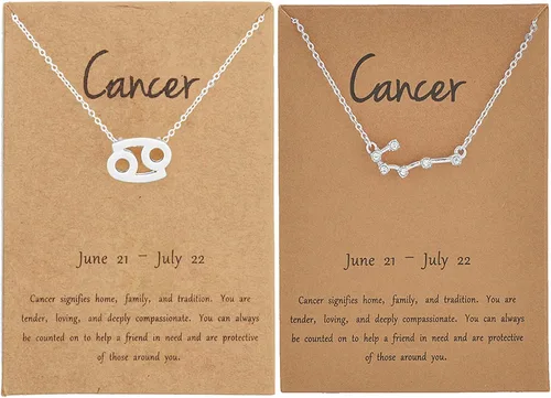 Miniatura 19 de Juego de 2 collares del zodiaco – Collar con colgante de 12 constelaciones, collar con signo del zodiaco para mujer, cumpleaños y astrología