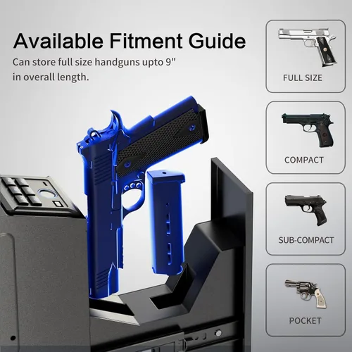 Miniatura 5 de Caja fuerte para armas, caja fuerte biométrica para pistola, acceso rápido de 4 maneras con huella digital, código PIN, llave, aplicación, pistola