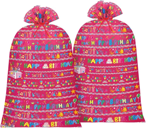 Leinuosen 2 bolsas de regalo jumbo de 70 pulgadas para baby shower, bolsas de regalo de plástico de gran tamaño extra grandes con cuerdas para