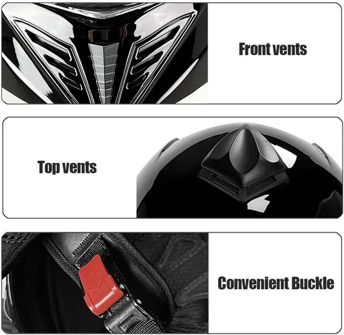 Miniatura 5 de Casco de motocicleta Bluetooth aprobado por DOT - Casco modular de cara completa con visera doble abatible, carcasa de ABS, sistema de ventilación