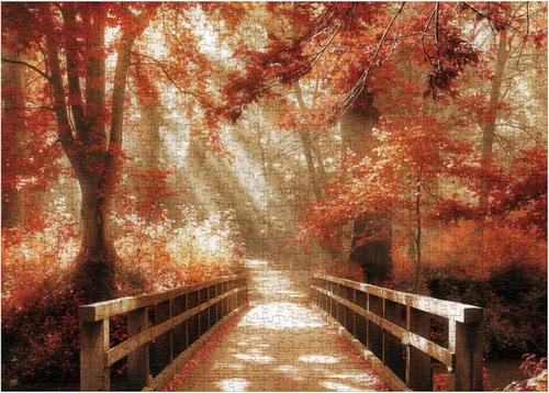 Miniatura 2 de Rompecabezas de Paisaje Forestal de Otoño para Adultos 1000 Piezas, Rompecabezas de Naturaleza y Plantas de Otoño, Rompecabezas Escénico de Árboles