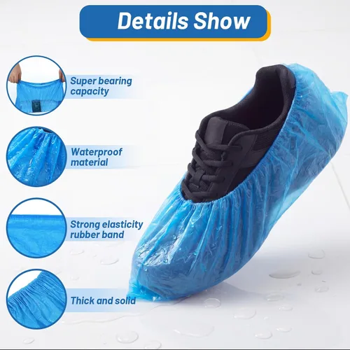 Miniatura 2 de Vabean 200 fundas desechables para zapatos, cubierta para botas, impermeables, antideslizantes, para interiores, alfombras, suelos y lugares de Azul