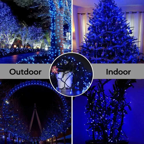Miniatura 2 de Cadena de luces de Navidad para interiores – 220 LED de 82 ft, 8 modos de memoria, enchufe de extremo a extremo, impermeable decorativo para Azul