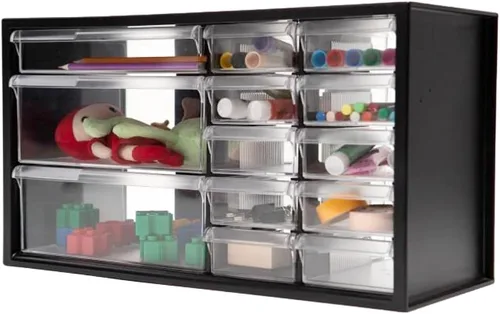 livinbox Organizador de almacenamiento de escritorio con 13 cajones, piezas de hardware de arte y gabinete de almacenamiento de manicura para