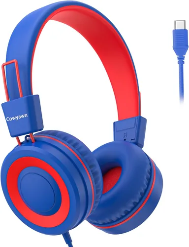 Miniatura 10 de Cowyawn Auriculares USB tipo C para niños, para la escuela, auriculares con cable para niños pequeños, volumen limitado de 94 dB, sonido estéreo HD