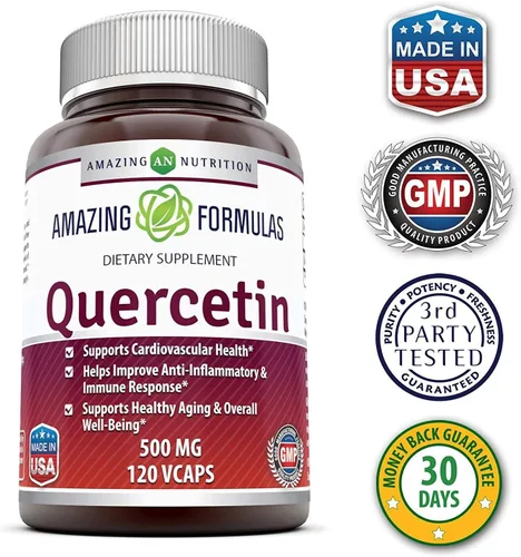 Miniatura 4 de Amazing Formulas - Quercetina 500 Mg * promueve la salud cardiovascular, mejora la respuesta antiinflamatoria e inmune, favorece el envejecimiento