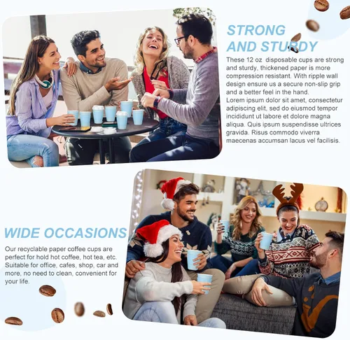 Miniatura 6 de Patelai 48 piezas de tazas de café desechables de 12 onzas con tapas y asas al por mayor, taza de papel aislada para chocolate caliente para bebidas