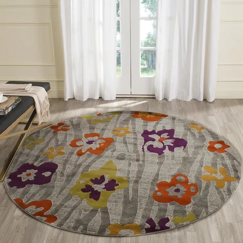 Miniatura 7 de SAFAVIEH Porcello Collection - Alfombra de pasillo, 2 pies 4 pulgadas x 6 pies 7 pulgadas, gris claro y morado, diseño floral, no desprende pelusa