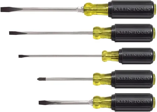 Klein Tools 85075 Juego de destornilladores, fabricado en Estados Unidos, destornilladores ranurados y Phillips con mangos Cushion-Grip y Tip-Ident,