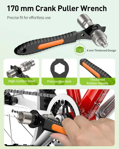 Miniatura 7 de Pawfly Juego de extractor de manivela de bicicleta mejorado, kit de reparación de bicicleta para Shimano cuadrado y brazo de manivela estriado ISIS