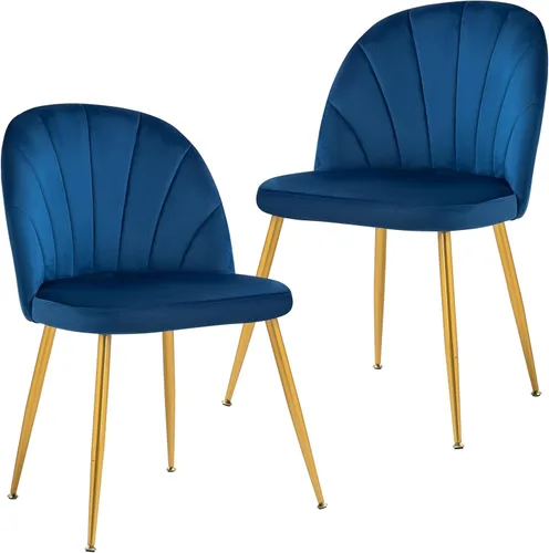 Miniatura 7 de Juego de 2 sillas de comedor de terciopelo, sillas de comedor modernas tapizadas de mediados de siglo, sillas decorativas sin brazos con patas