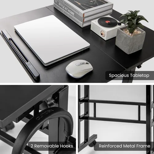 Miniatura 9 de Tangkula Escritorio móvil de pie, carrito de podio para laptop de altura ajustable con mesa inclinable y ángulo ajustable, escritorio de computadora