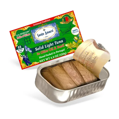 Miniatura 12 de Santo Amaro - Filetes artesanales de atún silvestre en aceite de oliva y orégano, atún capturado con caña y línea de Portugal, atún enlatado al