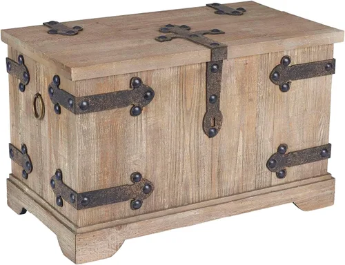 Miniatura 19 de Household Essentials 2 piezas de baúles decorativos, set victoriano, pequeño y grande, madera de abeto chino, acabado de madera envejecida