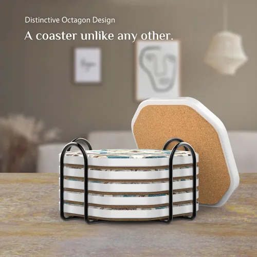 Miniatura 4 de UMIRRO Posavasos para decoración de mesa de café, posavasos rústicos retro bohemios de granja, tapetes absorbentes para tazas para mesa de madera