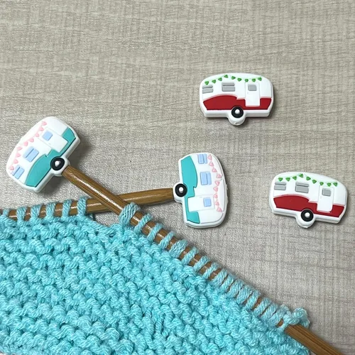 Miniatura 2 de SPANSEE 4 piezas de tapas de extremo en forma de camper para agujas de tejer, tapones para agujas de tejer, tapones para puntadas, protectores