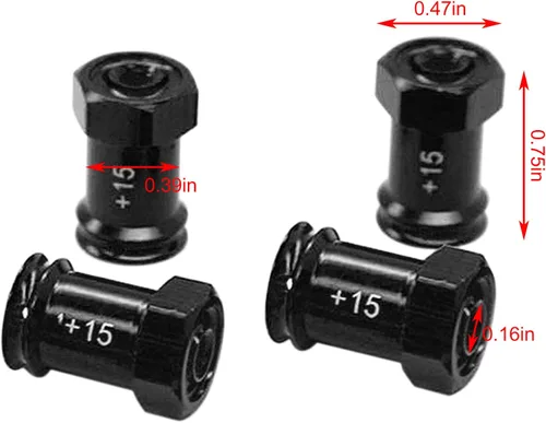 Miniatura 2 de kingsea Juego de 4 adaptadores hexagonales de aleación de aluminio de 0.472 in (+0.591 in) compatible con Traxxas 1/16 Mini E-Revo, Mini Slash, Mini