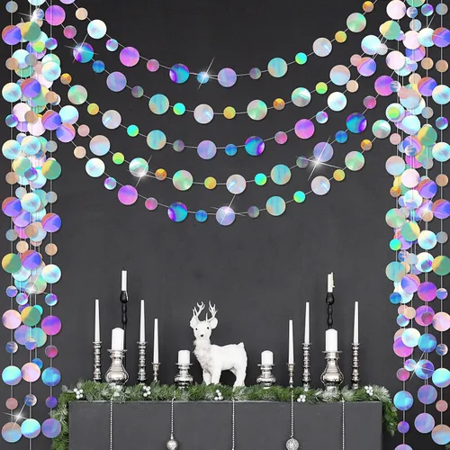 Miniatura 13 de Outus Guirnalda de puntos redondos negros y rojos, 5 piezas, decoración para colgar en fiestas de graduación, cada longitud de 13.1 pies