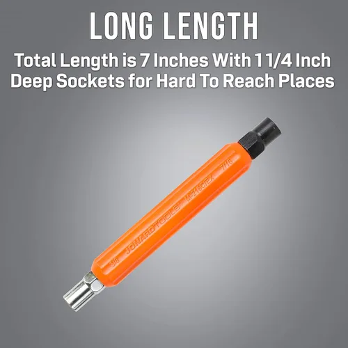 Miniatura 4 de Jonard Tools M-216C/EX, Llave de tubo hexagonal resistente a impactos con dados hexagonales de 7/16" y 3/8" y mango ergonómico, 1" de diámetro, 7