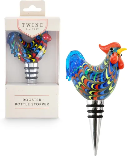 Miniatura 6 de Twine Rooster - Tapón para botella de vino, diseño de gallo, mantiene el vino fresco, vidrio, metal, multicolor, juego de 1