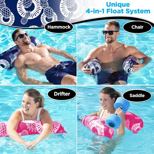 Miniatura 3 de Waterlife - Paquetes de 2-3-4 hamacas de piscina 4 en 1, flotador de silla de piscina inflable, hamaca de agua