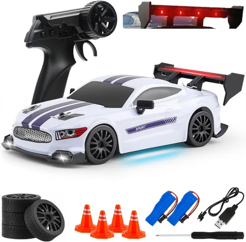 Miniatura 18 de Coche de Deriva RC, Vehículo de Control Remoto a Escala 1:24 para Niños, 2.4GHz 20KM/H 4WD Autos RC de Alta Velocidad con Luz LED, Dos