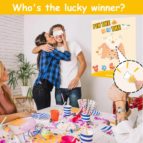 Miniatura 2 de Juegos de baby shower, recuerdos de fiesta, pin the sticker en el pañal, divertidos juegos de baby shower para adultos, decoraciones de baby shower