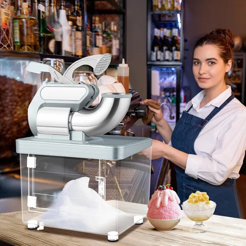 Miniatura 2 de Máquina comercial de cono de nieve de 660 libras/h, trituradora de hielo eléctrica aprobada por ETL de 300 W con interruptor de encendido/apagado