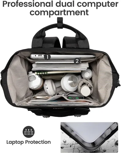 Miniatura 4 de LOVEVOOK - Mochila para laptop de mujer, mochila para profesores y enfermeras, bolsa de trabajo y viaje, mochilas para computadora, Negro-negro