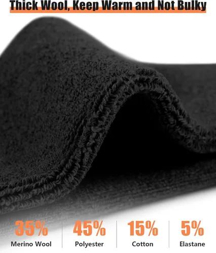 Miniatura 5 de UUMIAER 5 pares de calcetines de lana merino para hombre, calcetines térmicos de lana para senderismo, calcetines gruesos de invierno