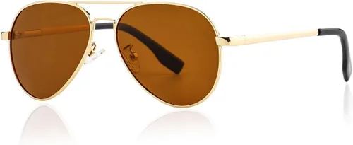 Miniatura 175 de Gleyemor Lentes de sol polarizados estilo aviador para niños y niñas, jóvenes, adolescentes, dos tamaños de 1.969 in y 2.047 in