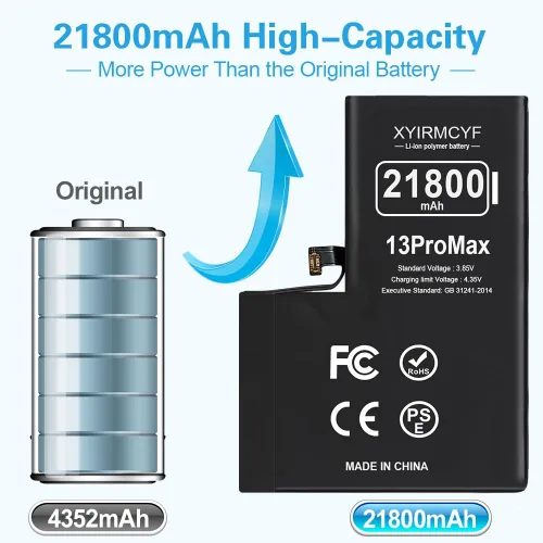 Miniatura 2 de XYIRMCYF Batería de Super Capacidad de 21800mAh Compatible con iPhone 13 Pro Max, Batería de Repuesto Li-Polímero de 0 Ciclos para iPhone 13 Pro