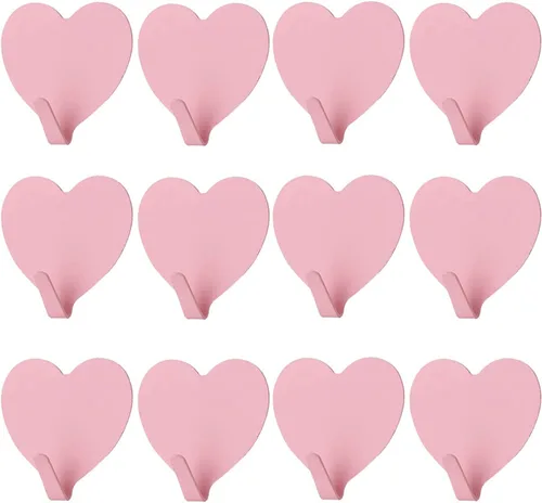 Miniatura 12 de JtmyAota Paquete de 6 ganchos decorativos de pared en forma de corazón, gancho de pared adhesivo fuerte de acero inoxidable para el hogar, cocina