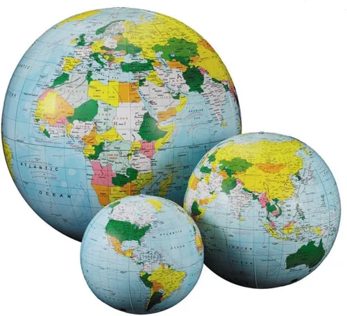 Replogle Globo político inflable, océano azul claro, diámetro de 12 pulgadas