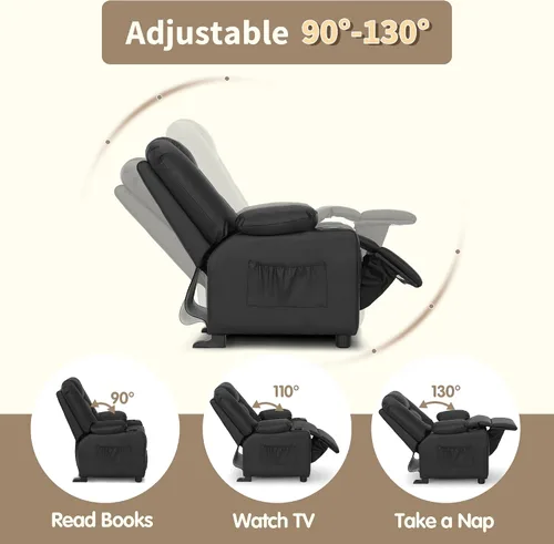 Miniatura 5 de MCombo Sillón reclinable para niños grandes para edades 3+, Silla reclinable para niños, Sillón reclinable para niños pequeños con portavasos, Cuero