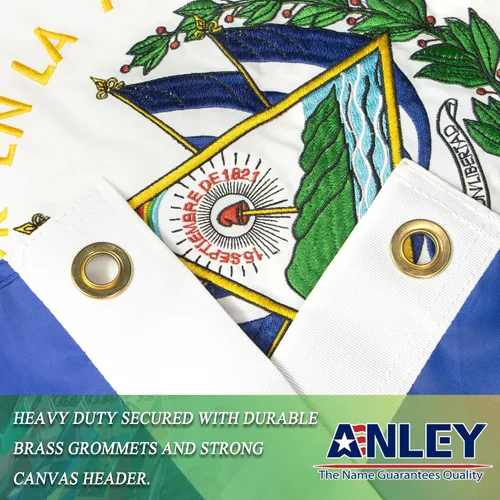 Miniatura 4 de Anley EverStrong Series Bandera de El Salvador de 3 x 5 pies Heavy Duty - Rayas bordadas y cosidas - 4 filas de puntadas de seguridad - Banderas