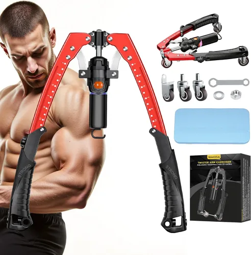 Miniatura 9 de Twister Arm Trainer, 3 in 1 Hydraulic Power Chest Workout Equipment with Ab Roller Wheels and Hooks, Adjustable 22-440lbs Arm Trainer for Men Women