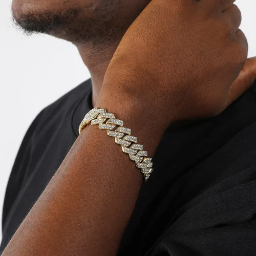 Miniatura 8 de Saintda Pulsera de eslabones cubanos para hombres y mujeres, pulseras de plataorooro rosa, pulsera cubana de Miami, joyería de hip hop, regalo