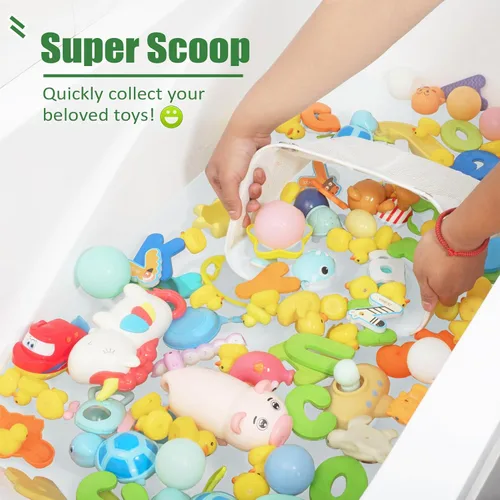 Miniatura 2 de Ligereza Quick Scoop Almacenamiento de juguetes de baño de malla para bebé, capacidad 2x y gran apertura, organizador de juguetes de baño para bebé