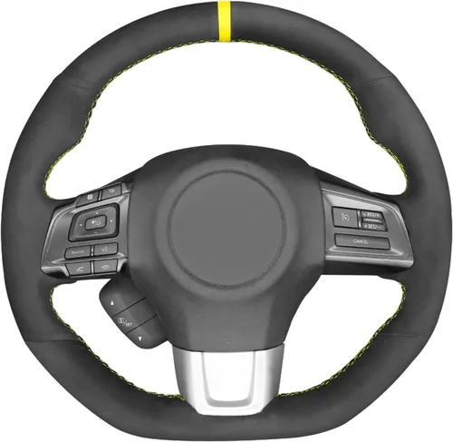 Miniatura 12 de MEWANT Funda de volante de automóvil transpirable cosida a mano para Subaru WRX 2015-2021 / WRX STI 2015-2021, accesorios para volante Subaru WRX