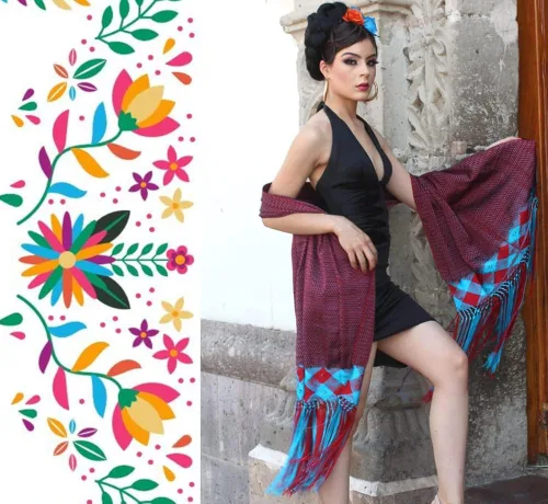 Miniatura 8 de Chal mexicano Benjko, rebozo reboso para eventos mexicanos, Multicolor