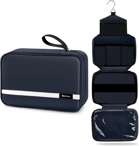 Miniatura 12 de Neceser de aseo para hombres y mujeres, bolsas de aseo grandes para viajar, bolsa de higiene compacta colgante con 4 compartimentos, bolsa de ducha